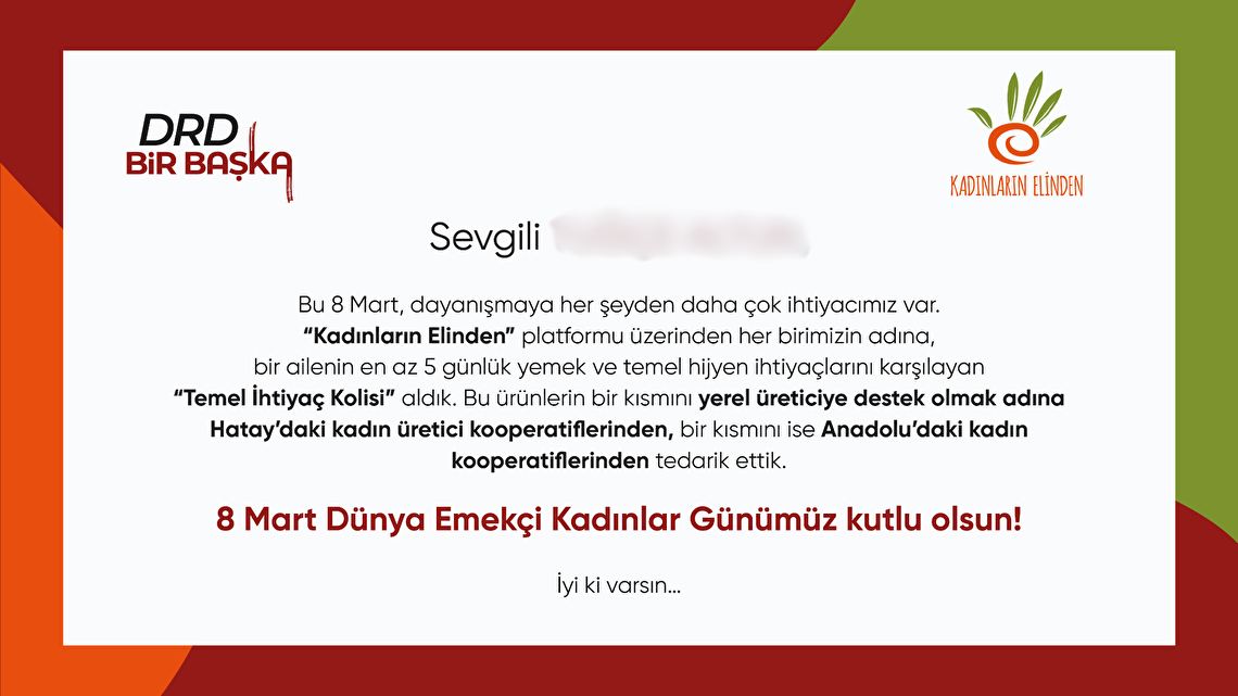 Kadınlar Günü’nde Depremzedelere Destek